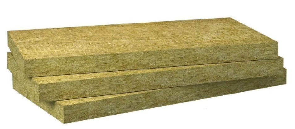 Rockwool mineral wool insulation rolls, slabs, and pipe sections used for thermal and acoustic insulation in roofs, walls, and HVAC ducting
